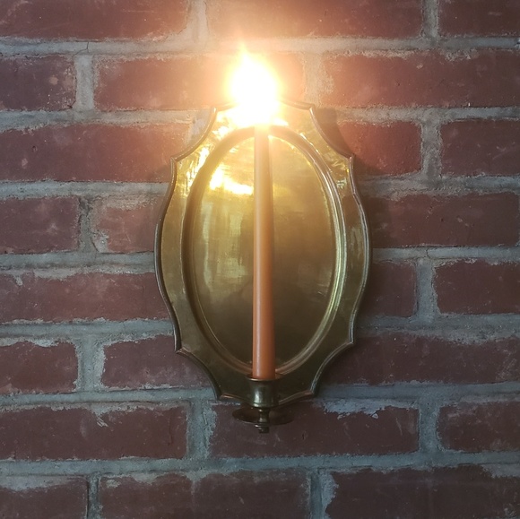 Vintage Other - Set of 2 Brass Toned Metal Taper Candle Sconces